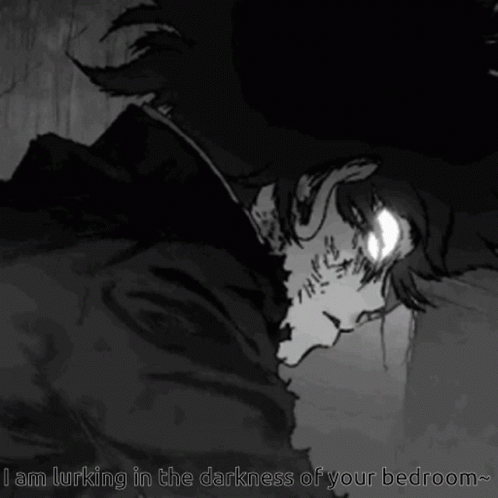 Black and White Drawing I Am Lurking in the Darkness of Your Bedroom