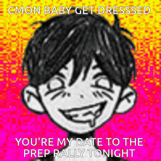 Black and White Drawing of Boy With Smiley Face on Pink and Yellow Background