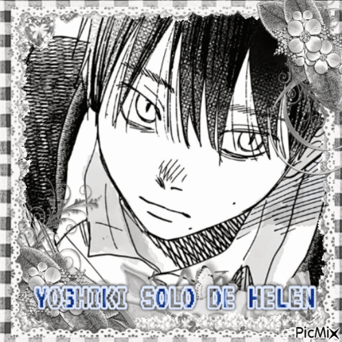 Black And White Drawing Of Boy Yoshiki Solo De Helen GIF