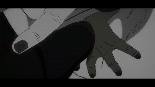 Black And White Drawing Of Hand With Black Nails GIF
