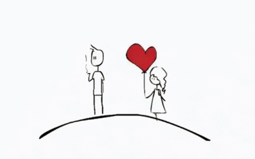 Black and White Drawing of Man and Woman With Heart