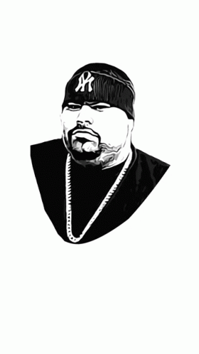 Black and White Drawing of Man in NY Yankees Hat