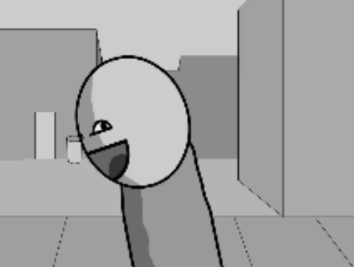 Black and White Drawing of Man With Big Smile