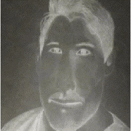 Black And White Drawing Of Man With Eyes Closed GIF