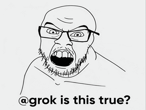 Black And White Drawing Of Man With Glasses And Beard @Grok Is This True GIF