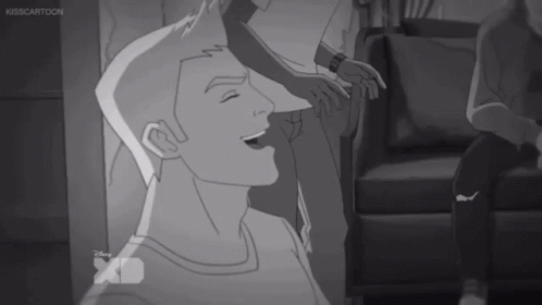 Black and White Drawing of Man With Kisscartoon Logo