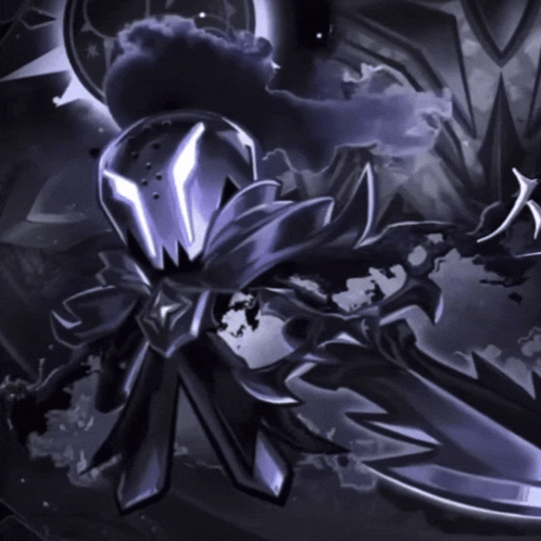 Black and White Drawing of Monster With Glowing Eyes and Sword