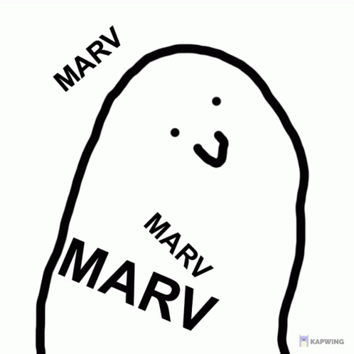 Black And White Drawing Of Person Named Marv GIF