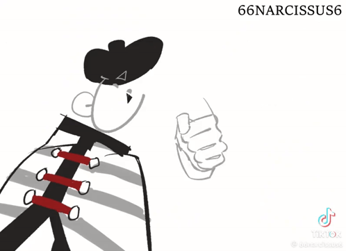 Black And White Drawing Of Person With Narcissus6 GIF