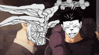 Black And White Drawing Of Skeleton Head Man GIF