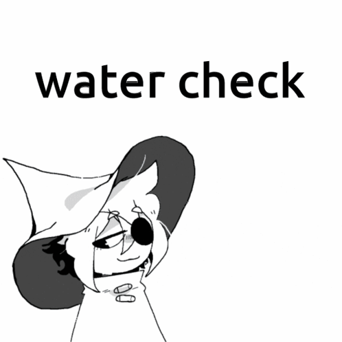 Black and White Drawing of Witch Holding Glass of Water With Water Check