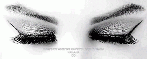 Black and White Drawing of Woman's Eyes Closed With Long Eyelashes