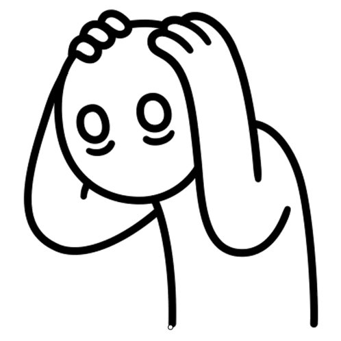 Black and White Drawing Person Holding Head