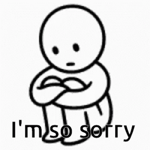 Black And White Drawing Person Hugging Themselves Saying I'm So Sorry GIF