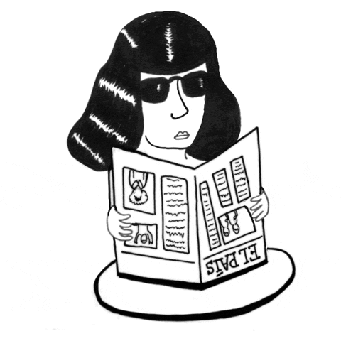 Black and White Drawing Person Reading Newspaper El Pais