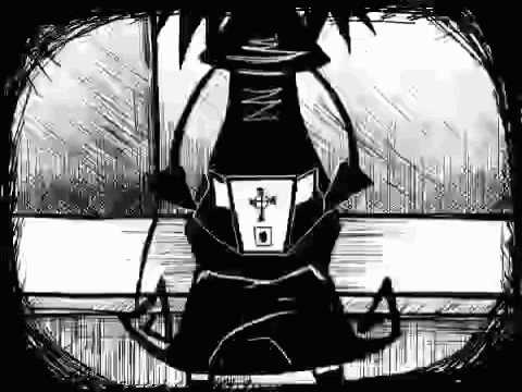 Black And White Drawing Person With Cross On Hat