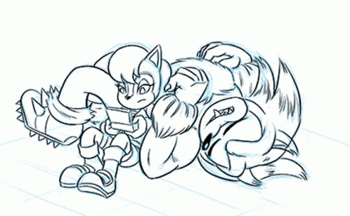 Black and White Drawing Squirrel Playing Video Game