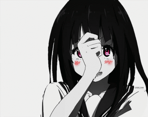Black And White Eru Chitanda Blushing Anime GIF