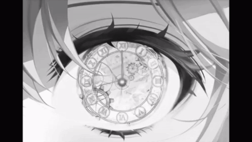 Black and White Eye with Clock