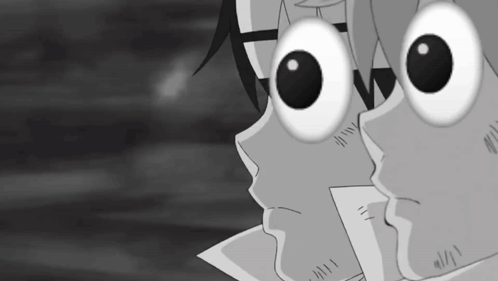 Black and White Face with Large Eyes