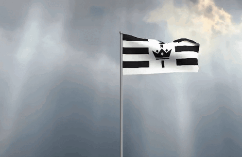 Black And White Flag With A Crown On It GIF