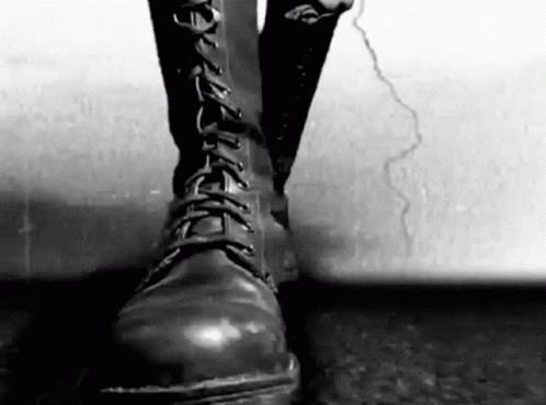 Black And White Foot In Black Boots GIF