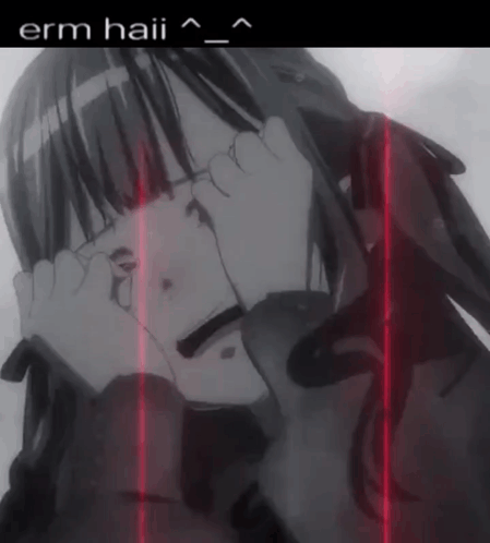 Black And White Girl Crying Saying Erm Haii GIF