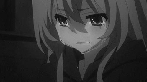 Black and White Girl Crying With Tears