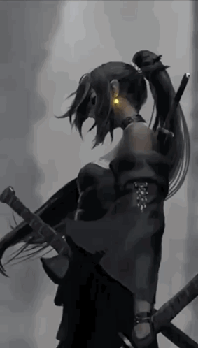 Black and White Girl Holding Sword