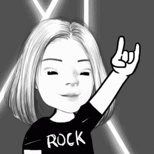 Black and White Girl in Rock Shirt
