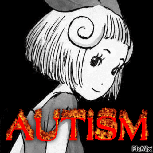 Black and White Girl with Autism in Red Letters
