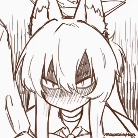 Black And White Girl With Cat Ears GIF