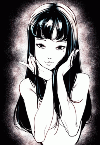 Black And White Girl With Hands On Face GIF