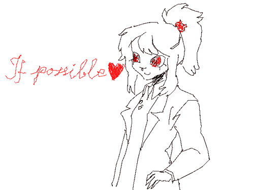 Black and White Girl with Red Eyes Saying If Possible
