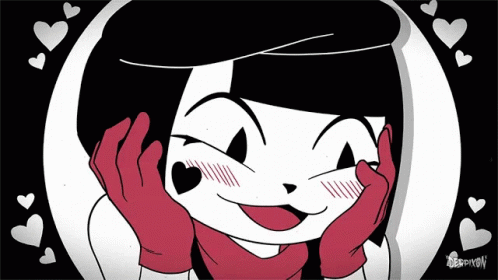 Black and White Girl With Red Gloves and Hearts