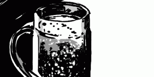 Black and White Glass of Soda with Bubbles