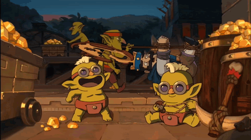 Black and White Goblins Holding Sticks