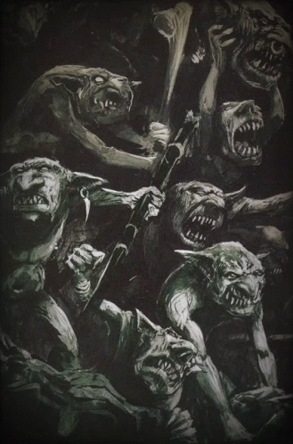 Black and White Goblins Holding Sticks