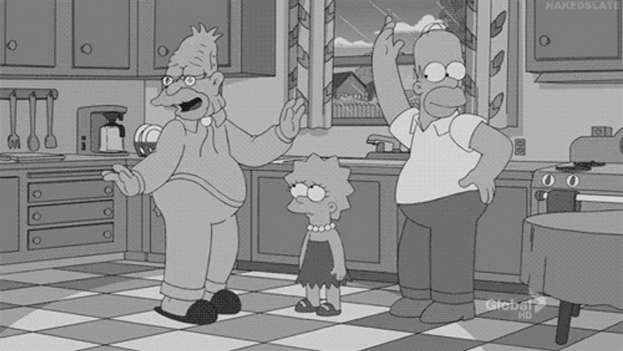 Black And White Grandpa Simpson Dancing With Homer GIF