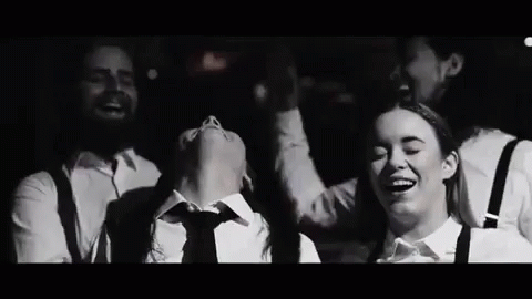 Black and White Group Laughing and Dancing