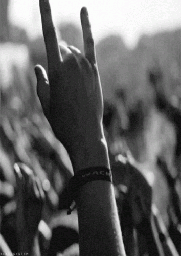 Black and White Hand Giving Horns Sign