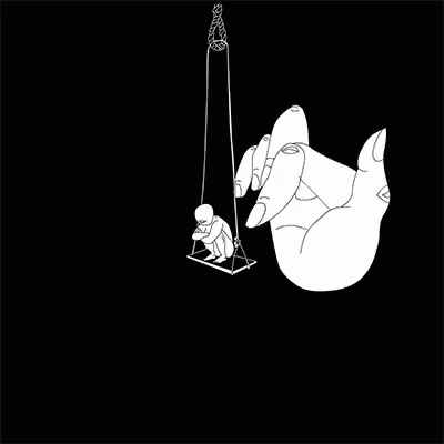 Black and White Hand Reaching to Child on Swing