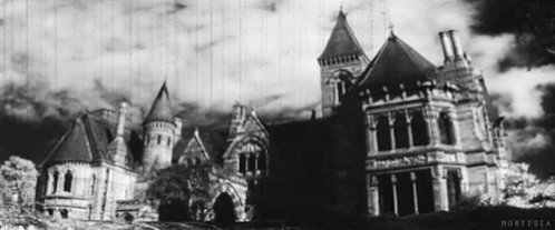 Black And White Haunted House Morticia GIF