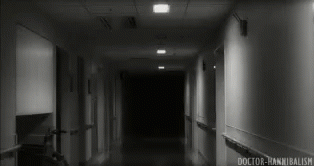 Black And White Hospital Hallway Doctor Hannibalism GIF