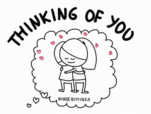 Black and White Hug With Thinking of You