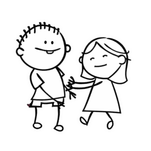 Black and White Hugging Boy and Girl