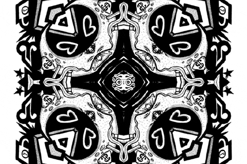 Black And White Kaleidoscope GIF