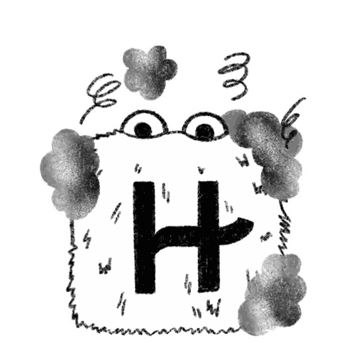 Black and White Letter H Surrounded by Smoke