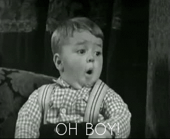 Black and White Little Boy Saying Oh Boy