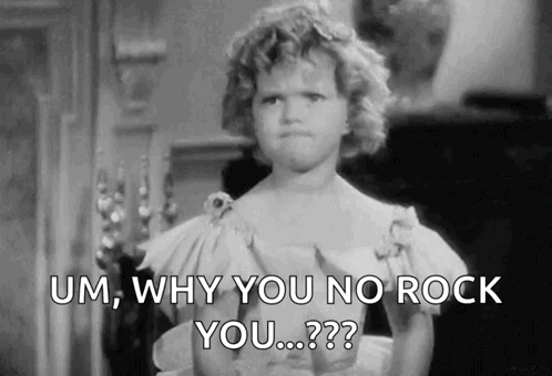 Black and White Little Girl Saying Um Why You No Rock You